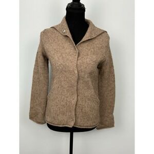 Sleeping on Snow Collared Button Jacket Pockets Lined Beige Women M Mid-Length